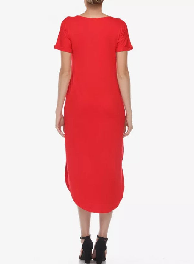 White Mark Women's Short Sleeve V-Neck Maxi Dress Red Plus Size 1XL