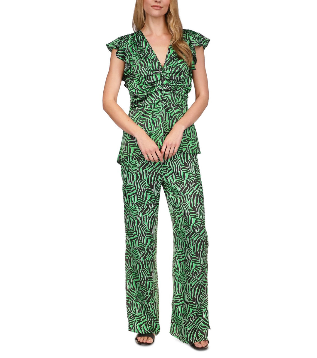 Michael Michael Kors Women's Drawstring Waist High Printed Wide Leg Pants Size S