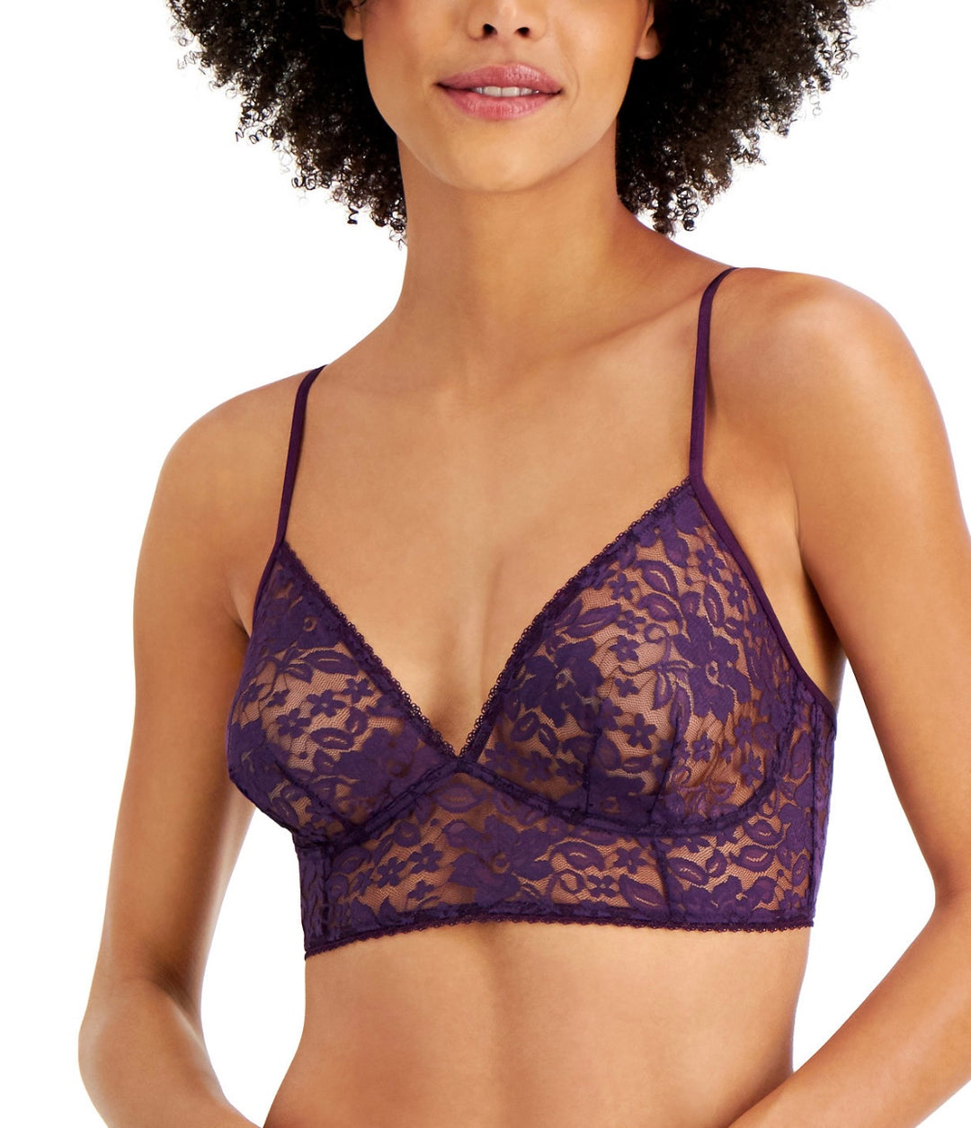 INC International Concepts Women's Lace Bralette Lingerie Purple Dynasty