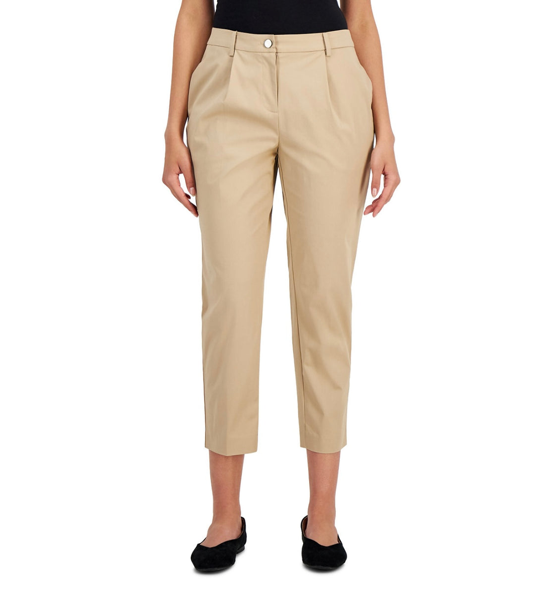 Alfani Women's Pleated Tapered-Leg Pants Fresh Almond Petite Size 4P