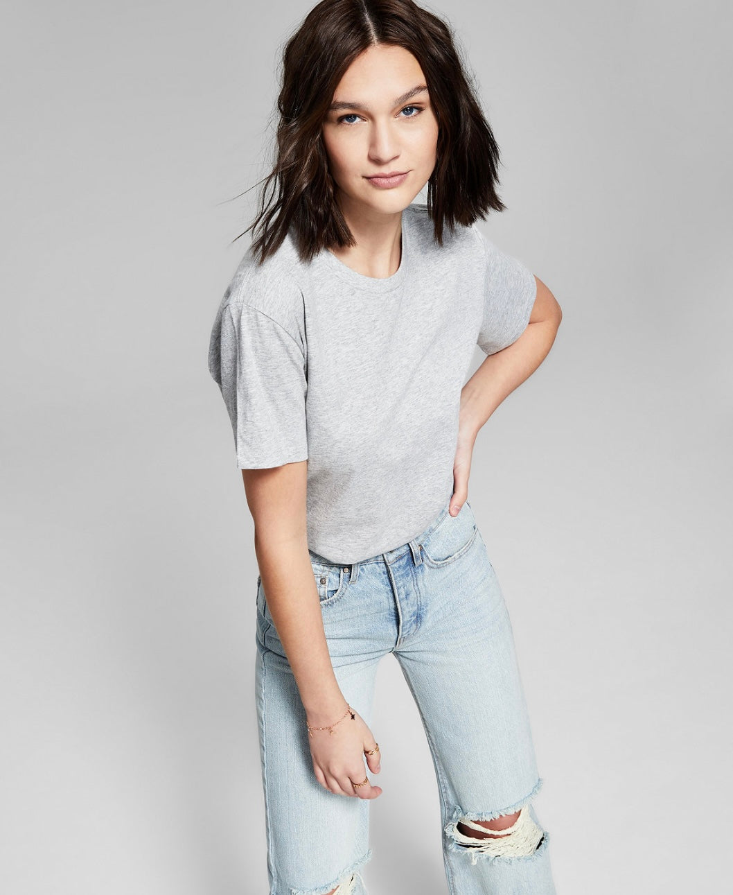 And Now This Women's Short Sleeve Cotton Boyfriend T-Shirt Medium Heather Grey