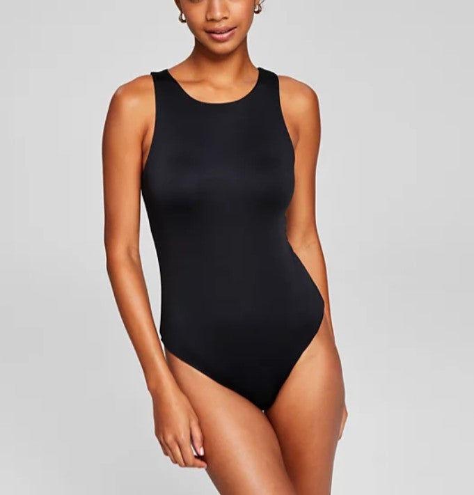 And Now This Women's Sleeveless Front-Lined High Neck Bodysuit Black Size M