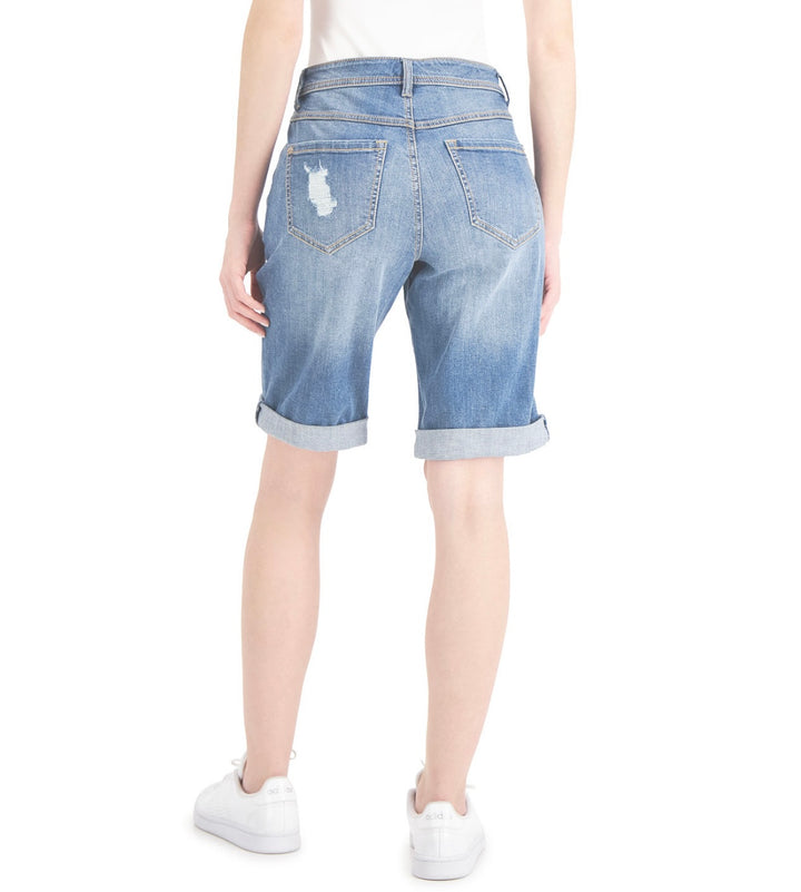 INC International Concepts Women's Curvy Mid Rise Ripped Bermuda Shorts