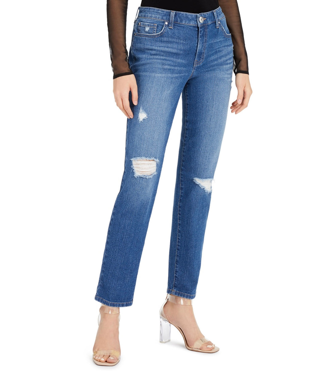 INC International Concepts Women's Boyfriend Ripped Ankle-Length Jeans