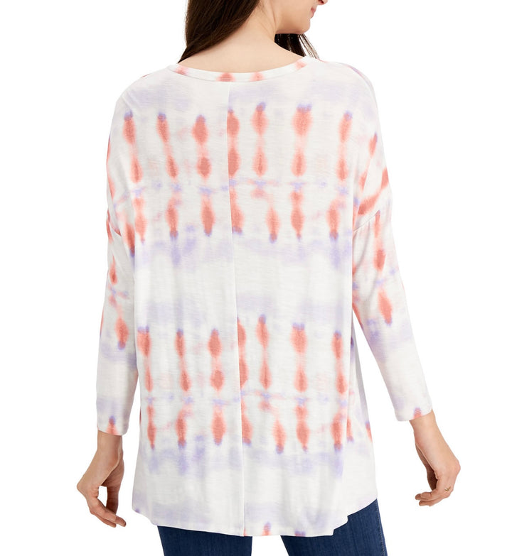 Style & Co. Women's Petite Tie-Dye-Print Oversized Top Lavender Flora