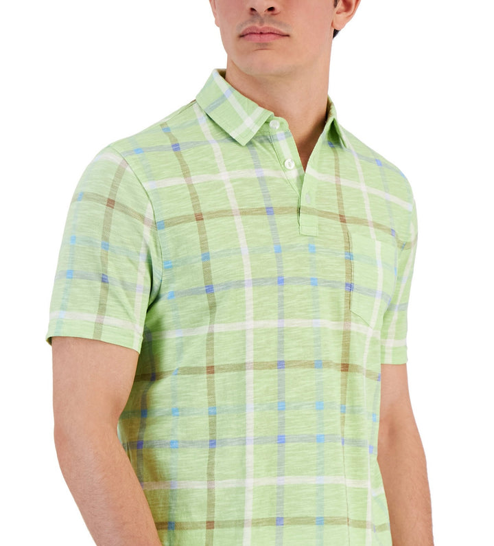 Club Room Men's Buttons Short Sleeve Stretch Polo Shirt Pale Mint Green Size XXL