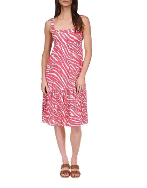 Michael Michael Kors Women's Animal Print Midi Sundress Geranium Size XS