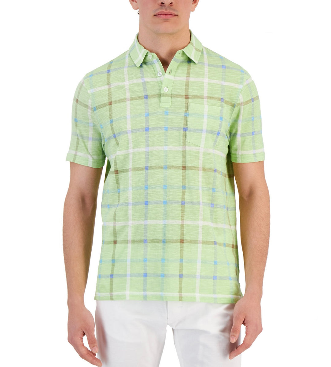 Club Room Men's Buttons Short Sleeve Stretch Polo Shirt Pale Mint Green Size XXL