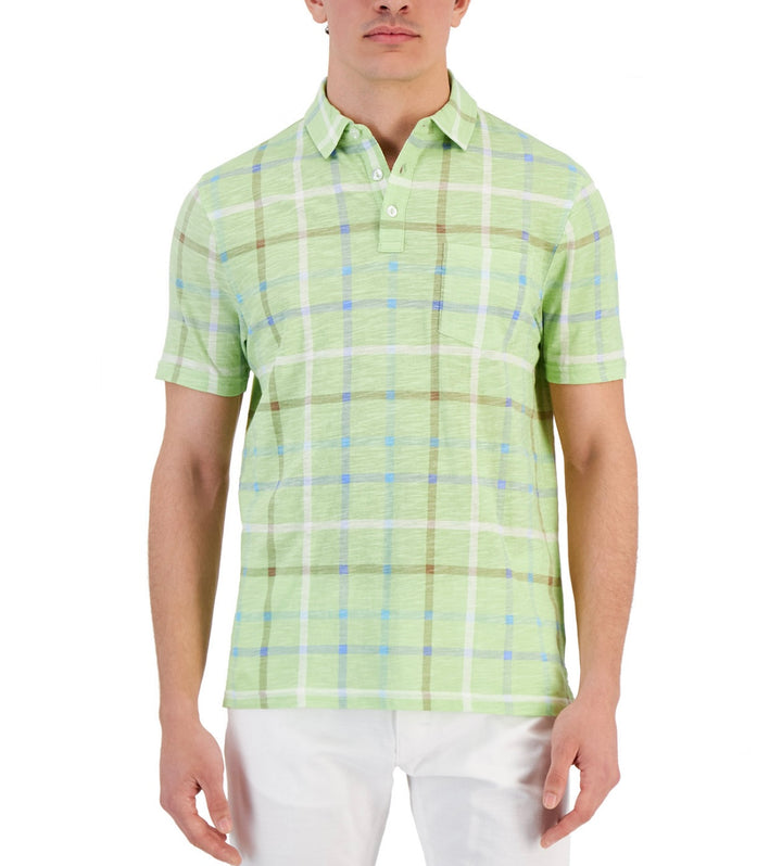 Club Room Men's Buttons Short Sleeve Stretch Polo Shirt Pale Mint Green Size XXL