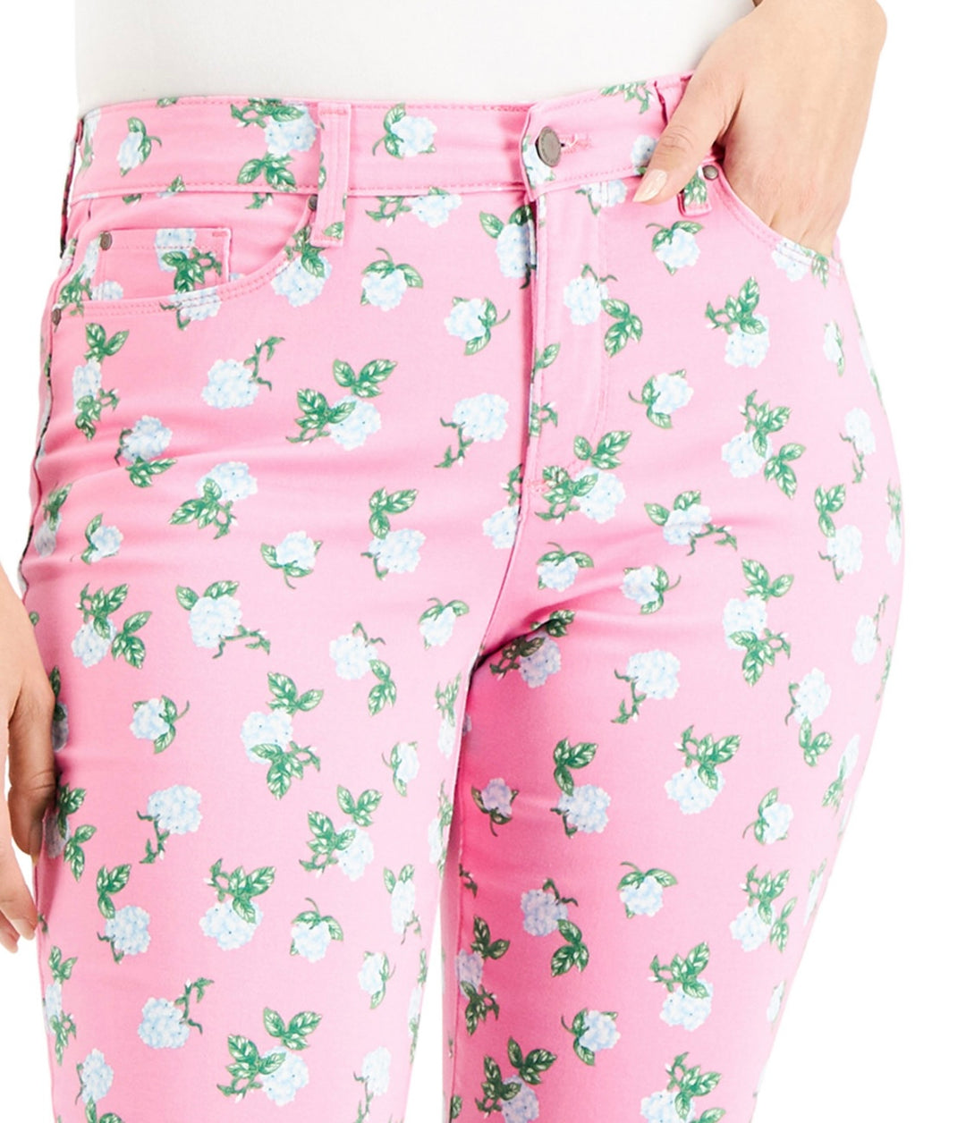 Charter Club Women's Bristol Printed Skinny Capri Jeans Bubble Bath Size 14
