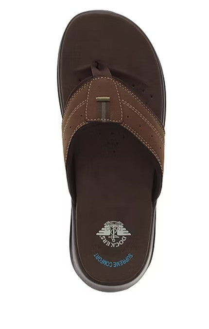 Dockers Men's Comfort Banks Flip-Flops Dark Tan Size 11