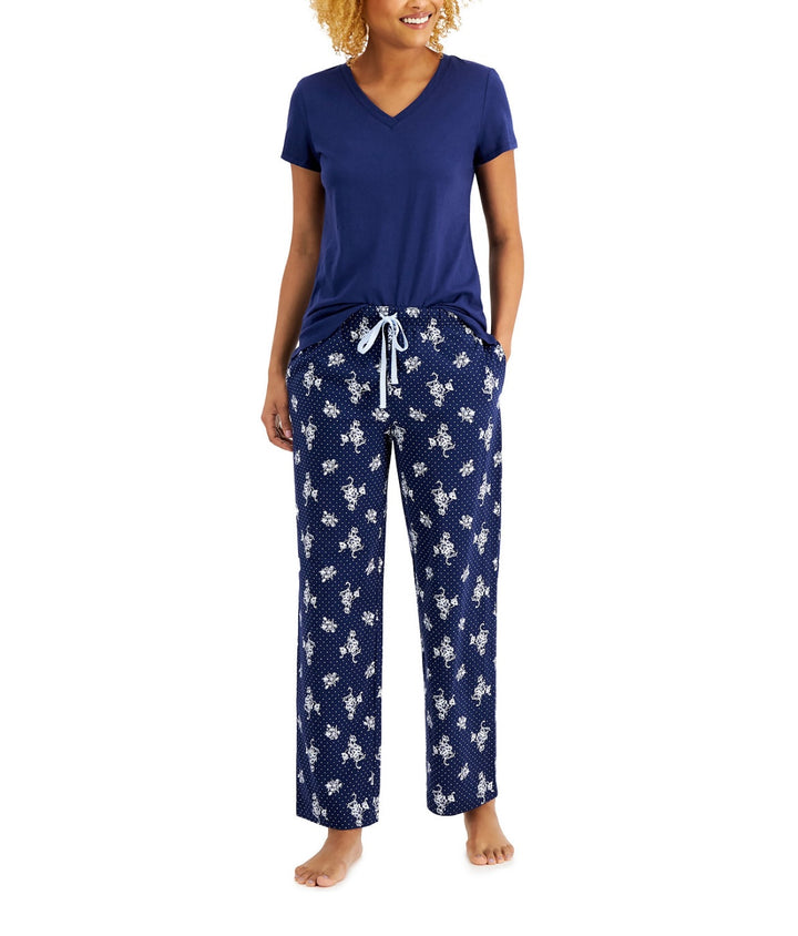 Charter Club Women's Everyday Cotton V-Neck Pajama T-Shirt Medieval Blue Size M