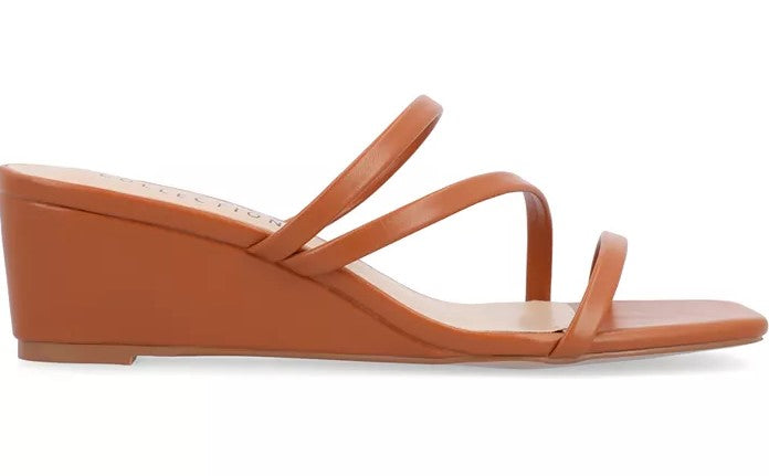 Journee Collection Women's Takarah Strappy Asymmetrical Wedge Sandals Size 6.5