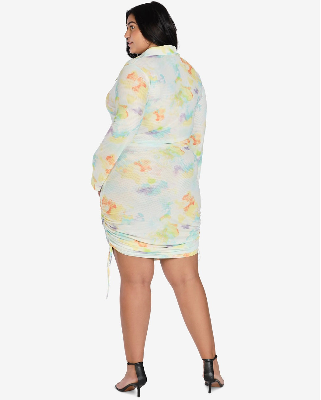Bar III Women's Nicole Williams English Trendy Printed Ruched Dress Plus Size 2X