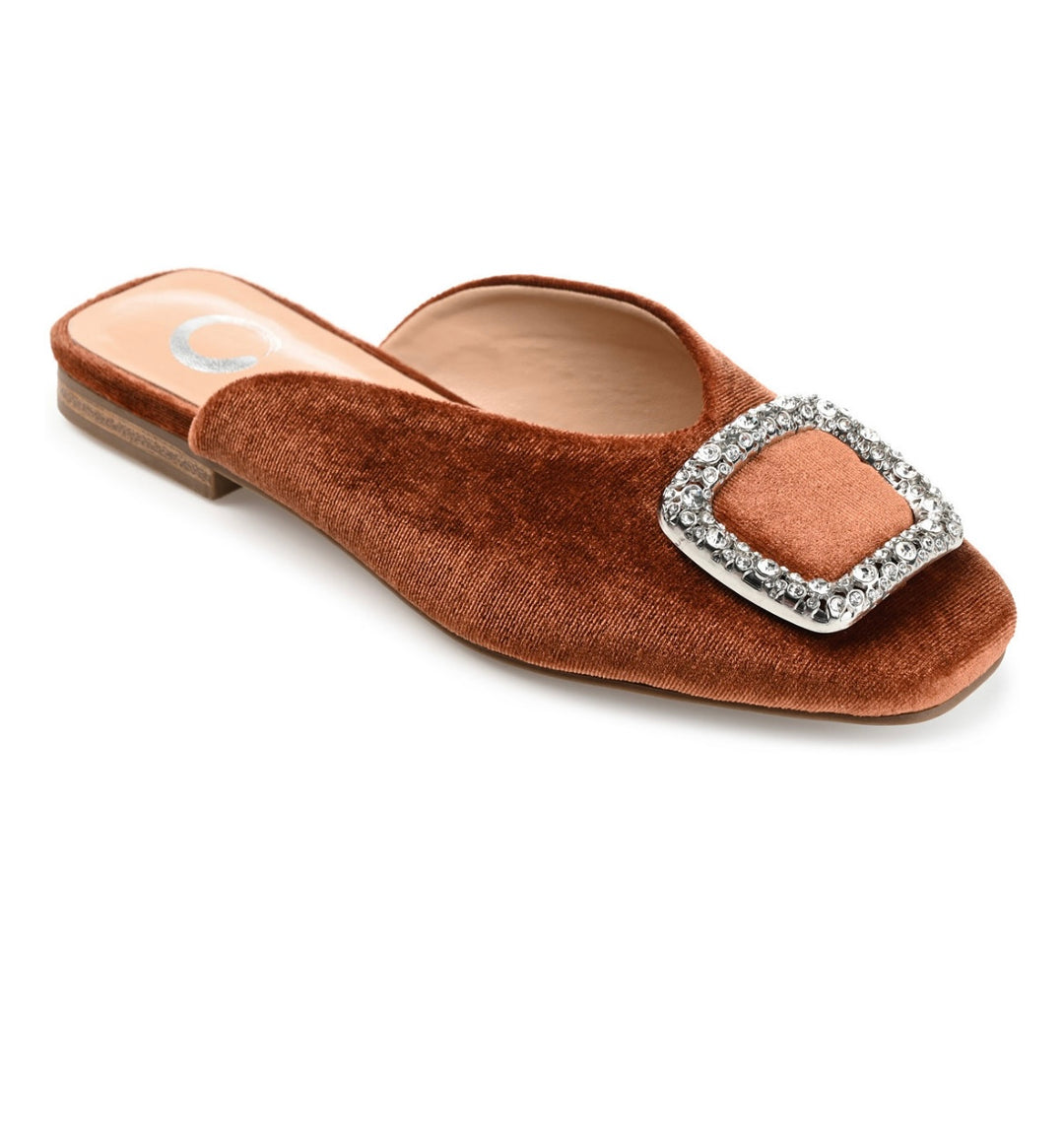 Journee Collection Women's Square Toe Sonnia Velvet Mules