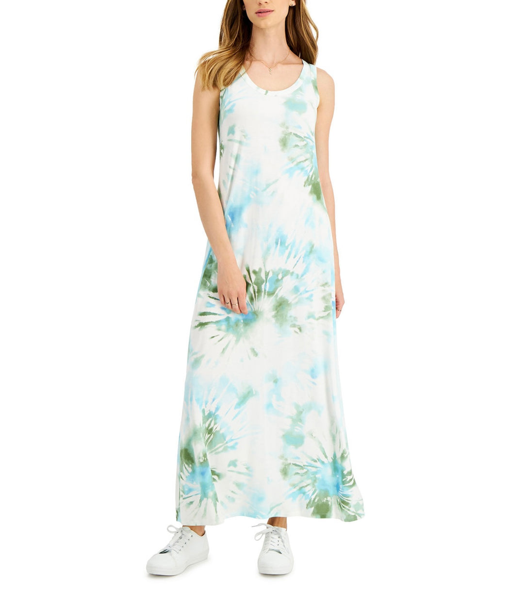 Style & Co. Women's Round Neckline Sleeveless Maxi Dress Vine Green Size S