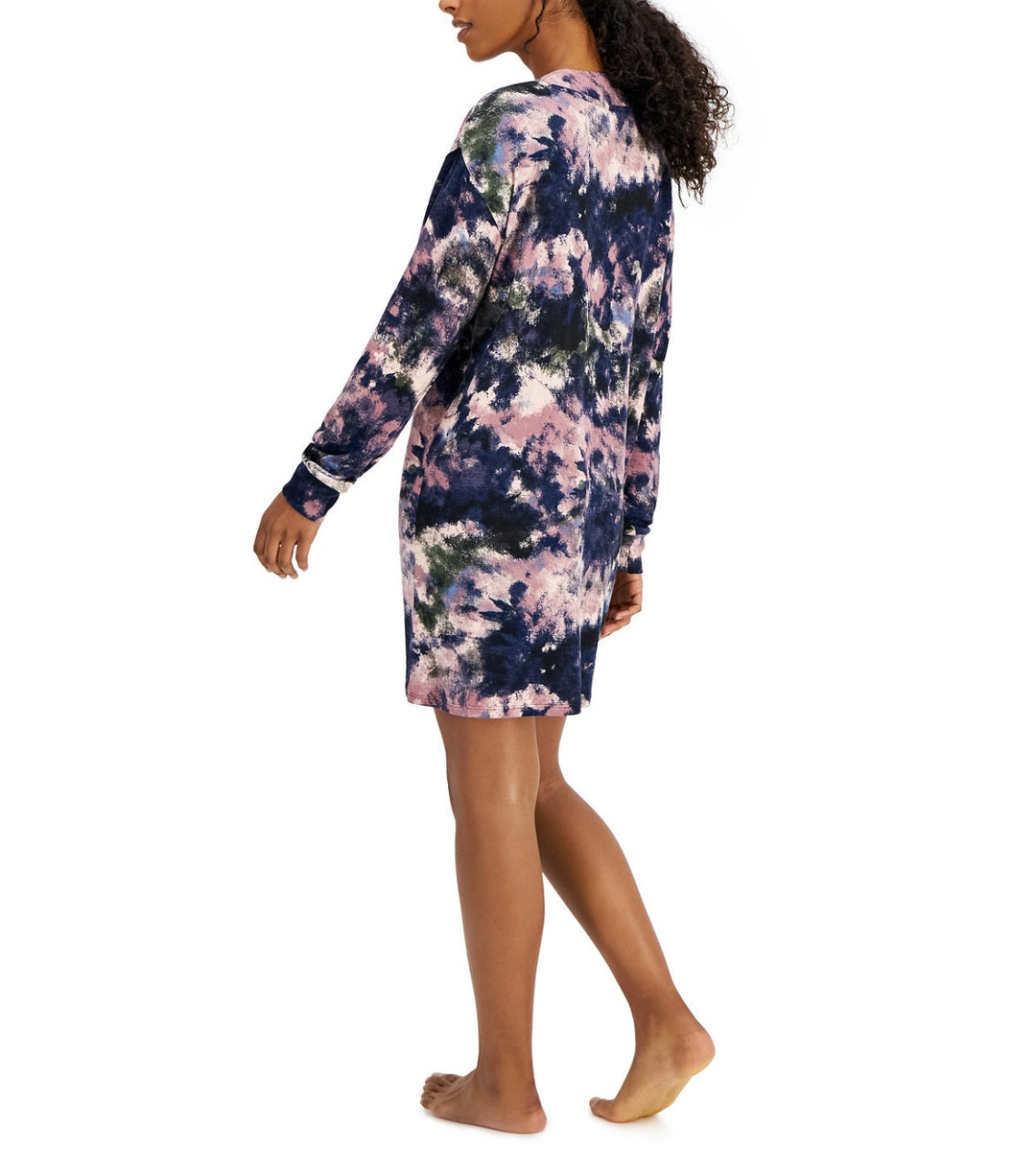 Jenni Women's Printed Long-Sleeve Sleep Shirt Multicolor Tie Dye