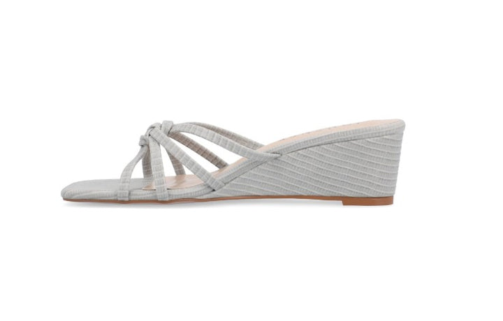 Journee Collection Women's Blayke Knotted Slip On Wedge Sandals Silver Size 10
