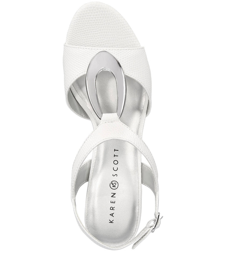 Karen Scott Women's Cushioned Danee Dress Sandals White Size 10 M