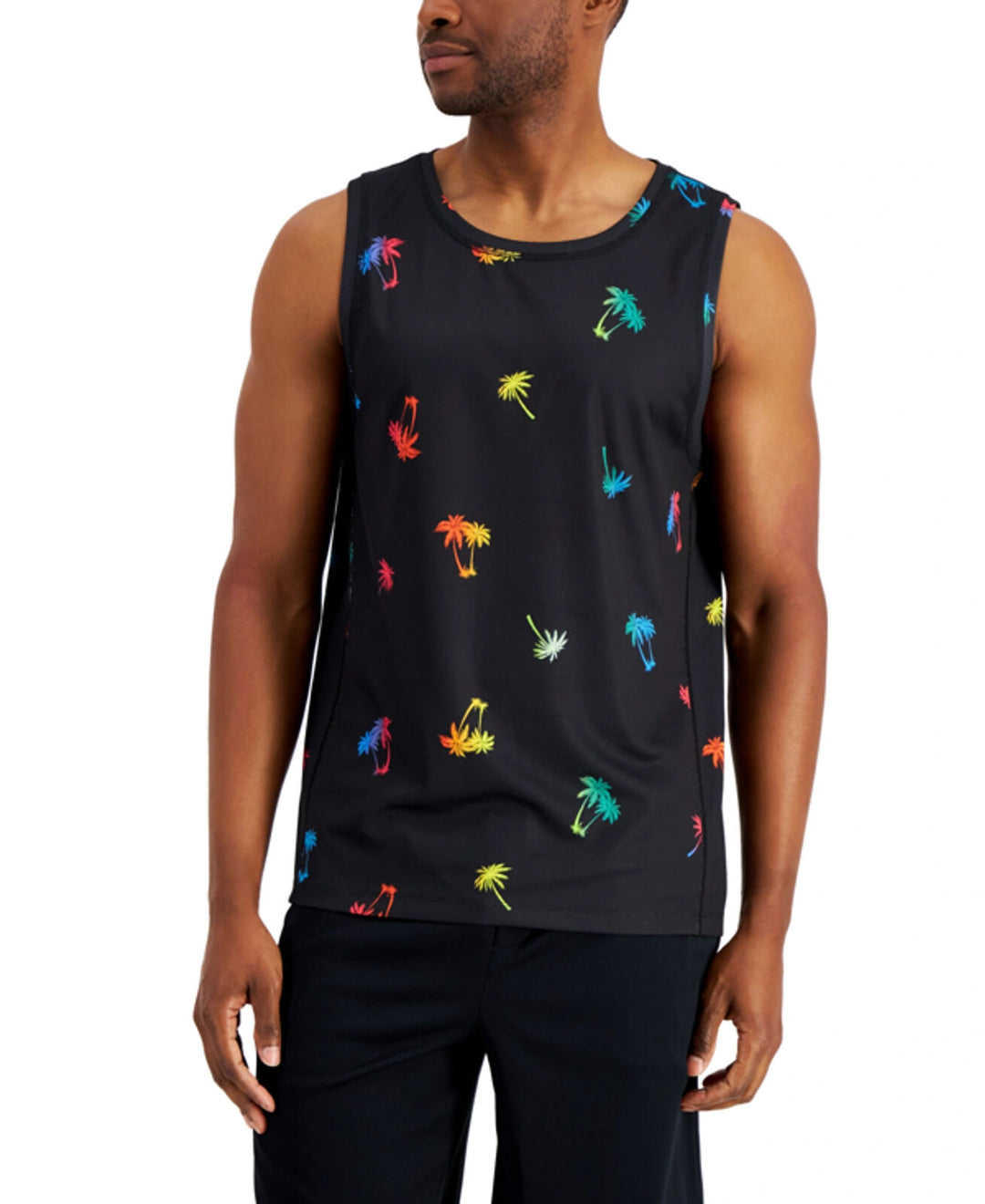 Ideology Men's Palm Tree Sleeveless Performance Tank Top Deep Black Size 3XB