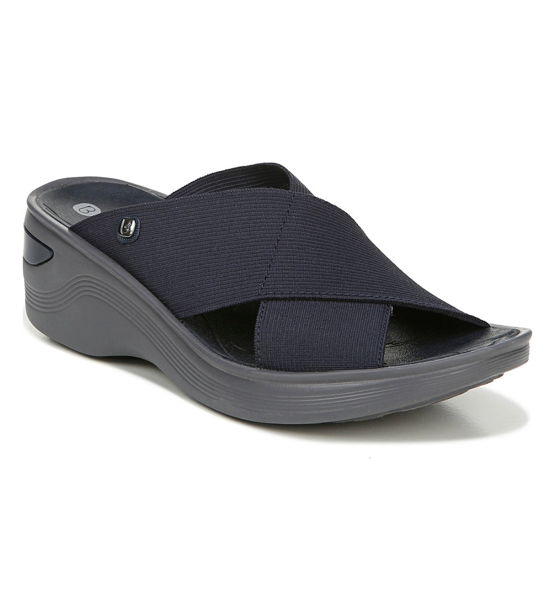 Bzees Women's Desire Washable Slide Wedge Sandals Navy Size 6