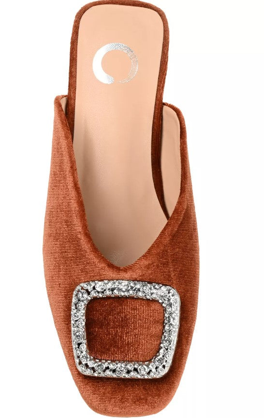 Journee Collection Women's Square Toe Sonnia Velvet Mules