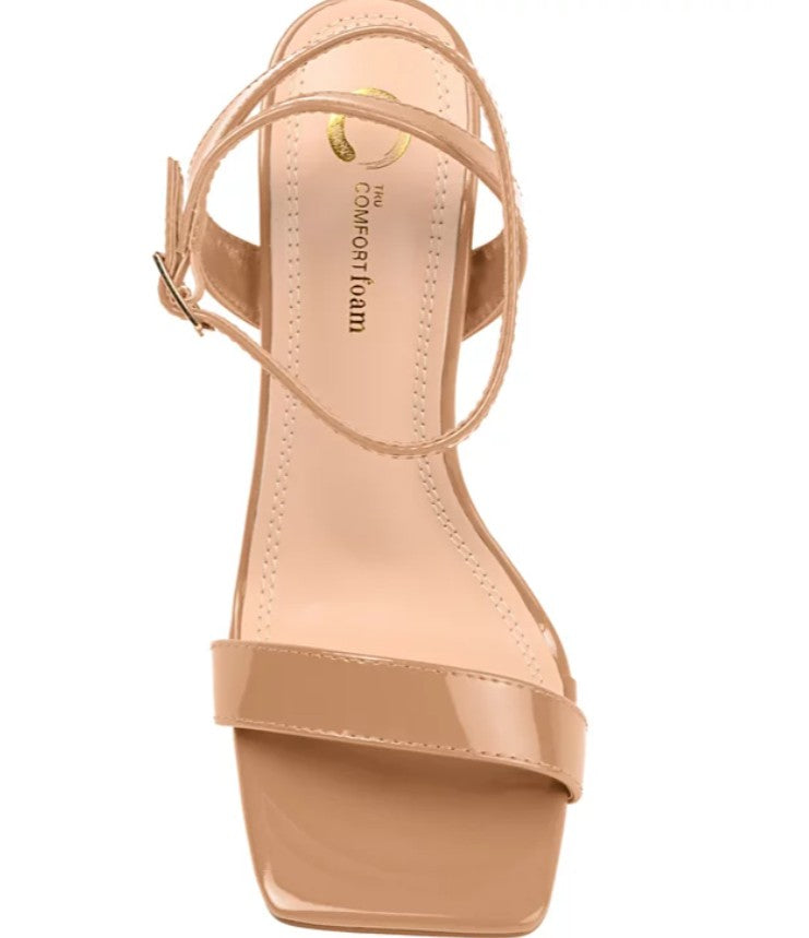 Journee Collection Women's Dorian Stiletto Square Toe Sandals Mocha Size 7 1/2
