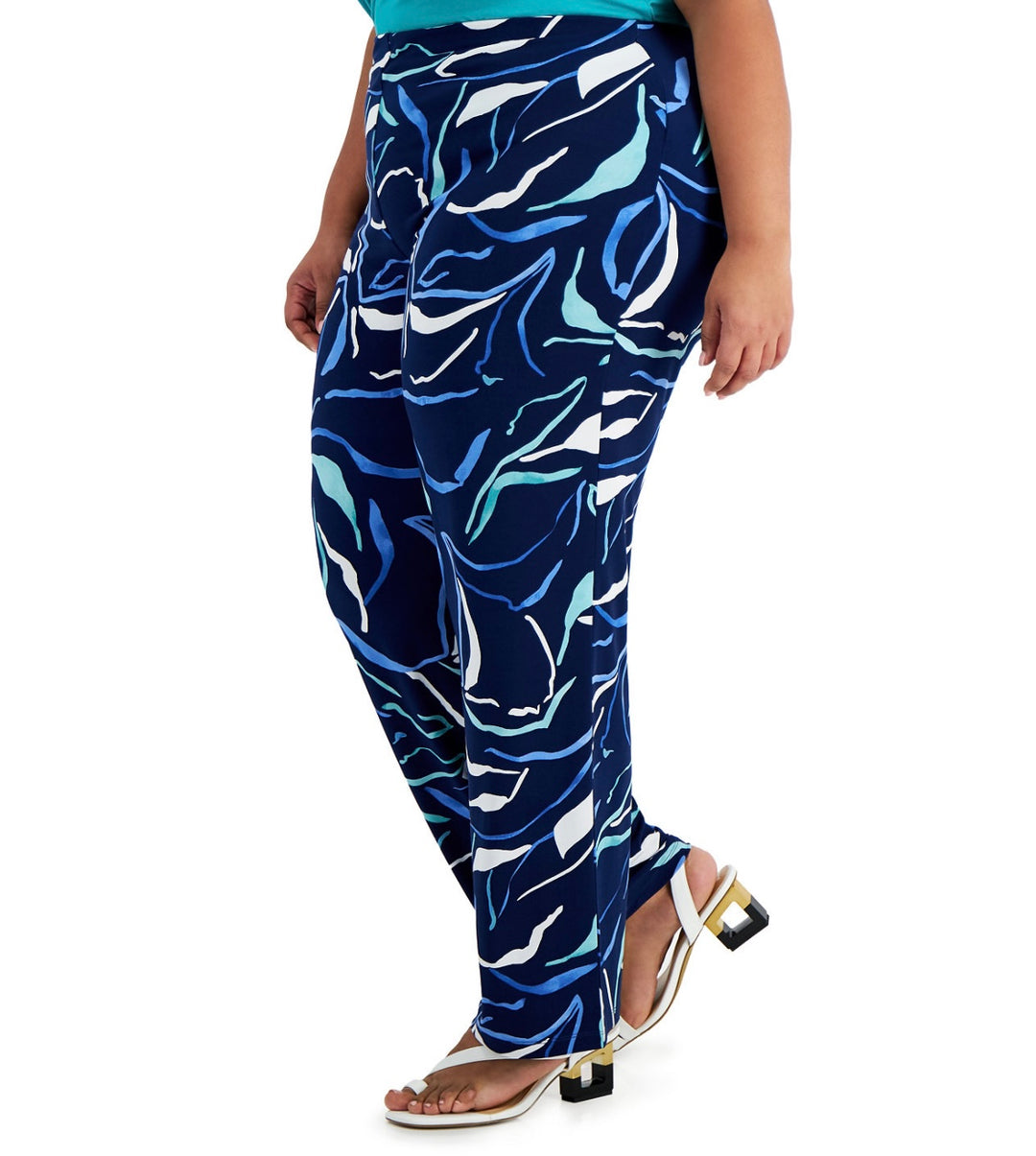 Alfani Women's Elastic Waist Printed State Wide-Leg Pant Plus Size 2X