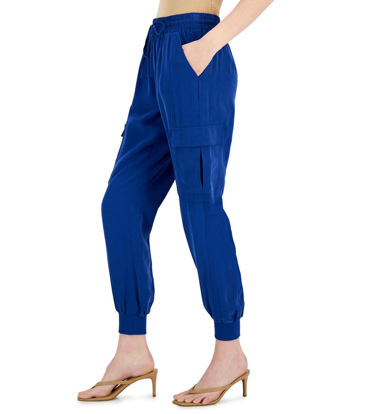 INC International Concepts Women's Pull-on Utility Jogger Pants Blue Marine