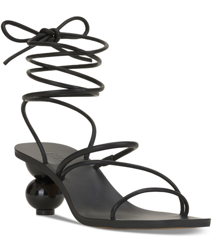INC International Concepts Women's Chedel Faux Leather Square Toe Heels Black