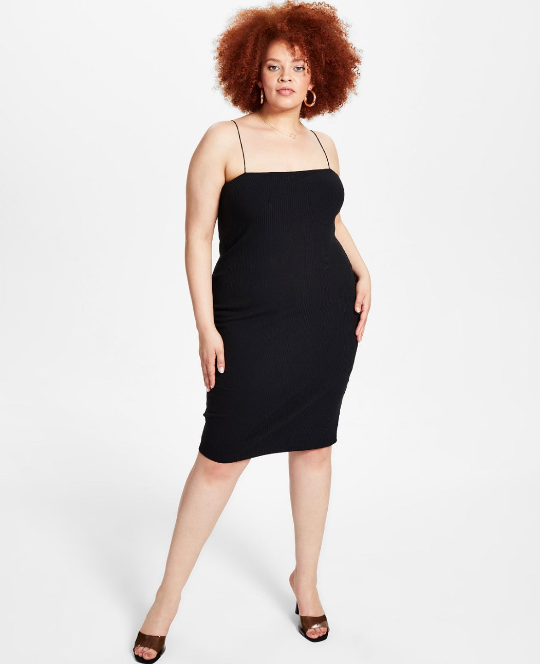 Bar III Women's Trendy Ribbed Bodycon Dress Deep Black Plus Size 4X