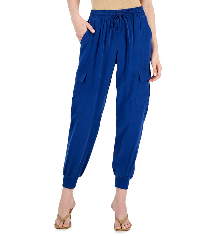 INC International Concepts Women's Pull-on Utility Jogger Pants Blue Marine
