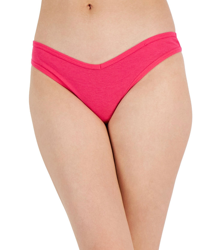 Jenni Women's Ribbed Thong Fiery Pink Size XXXL
