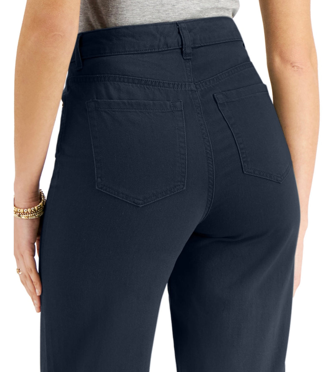 Style & Co. Women's Crop Mid Rise Casual Wide Leg Pants Industrial Blue Size 8