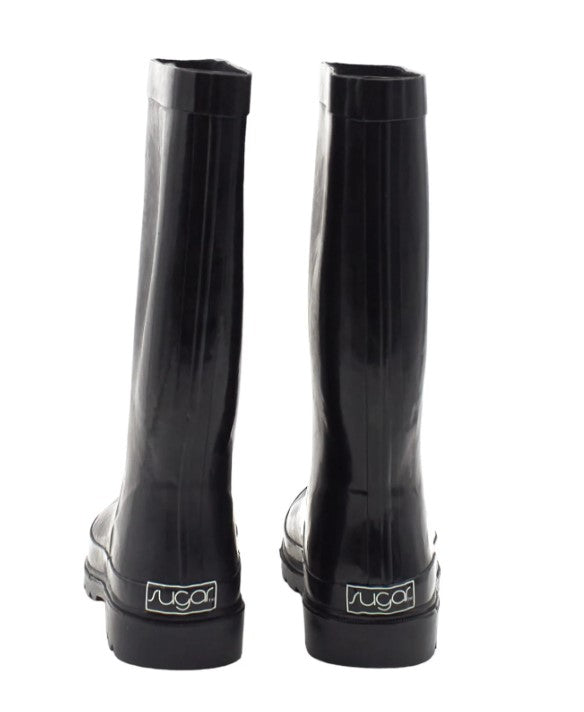 Sugar Women's Raffle Tall Rain Boots Solid Black Size 11 M