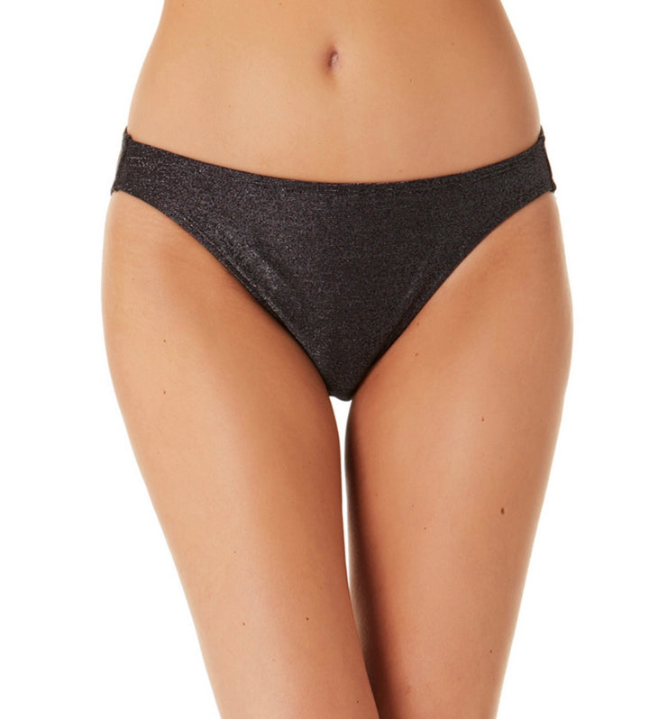 California Waves Junior's Metallic Shine Hipster Bikini Bottoms Swimsuit Black