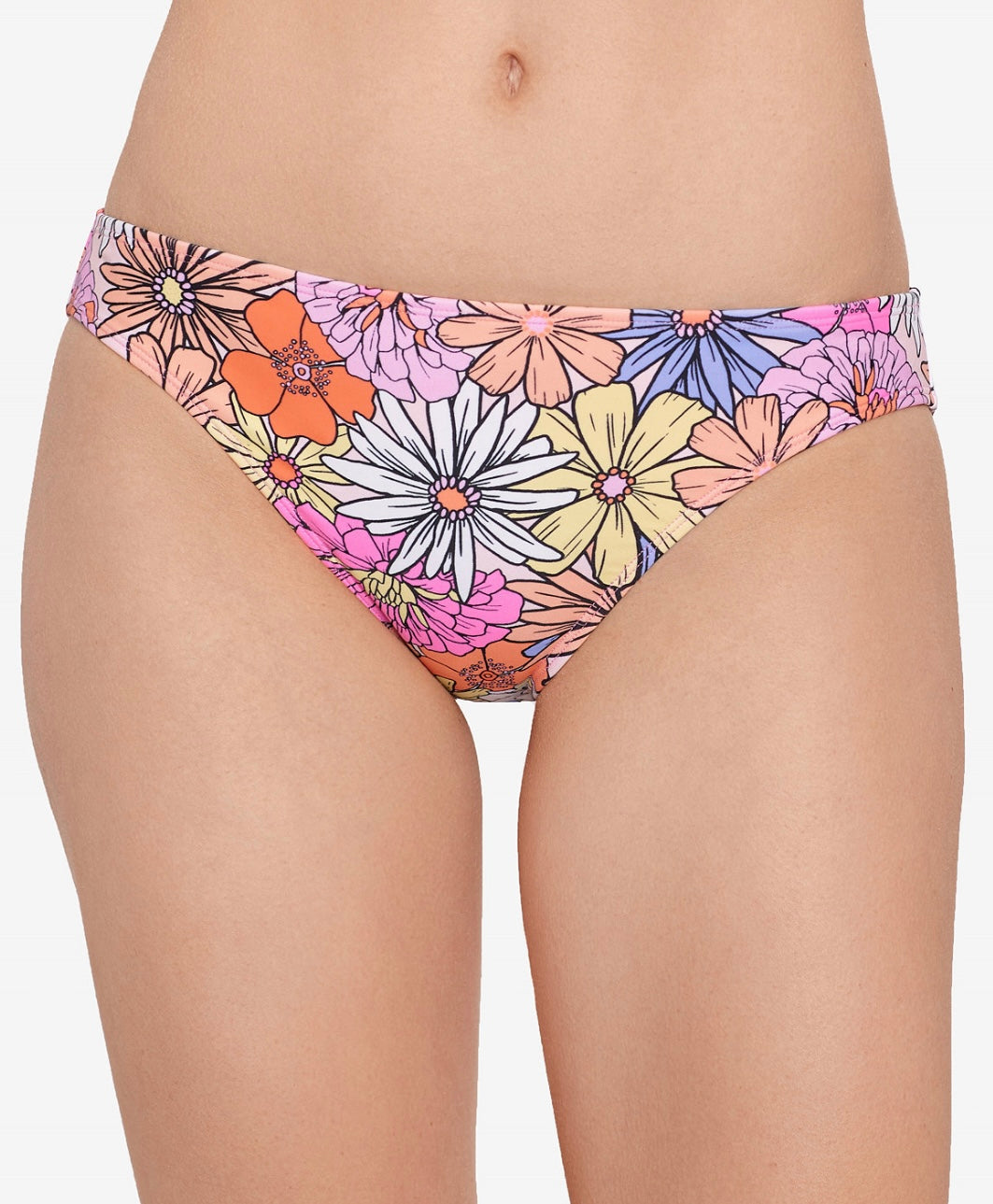 Salt + Cove Women's Groovy Bloom Printed Hipster Bikini Bottoms Size S