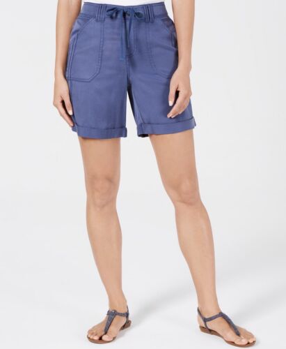Style & Co Women's Crochet-Trim Shorts New Uniform Blue