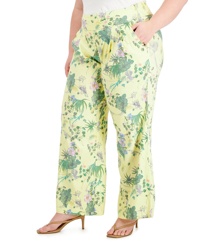 INC International Concepts Plus Size Printed Wide-Leg Pants Raina Garden