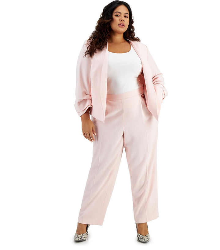 Bar III Women's High Rise Straight Leg Solid Pull-On Pants Rosebud Plus Size 2X