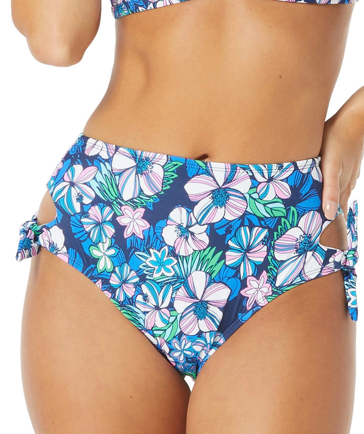 Sundazed Women's Tatum Floral-Print Tie Side High-Waist Swim Bottom Azure