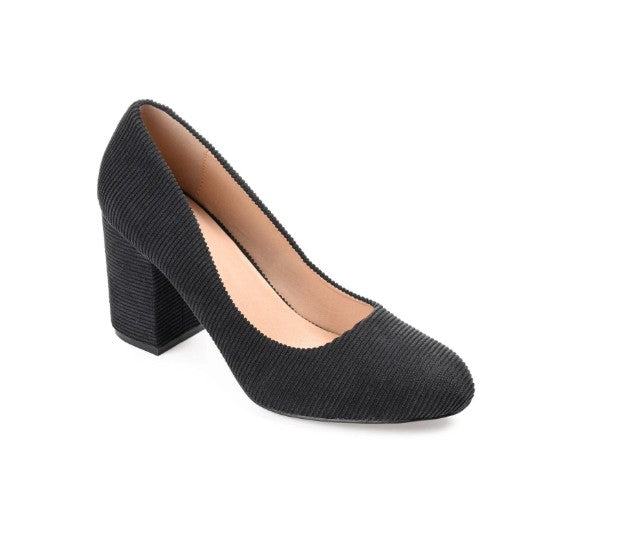 Journee Collection Women's Fai Corduroy Heels Pumps Black Size 6.5