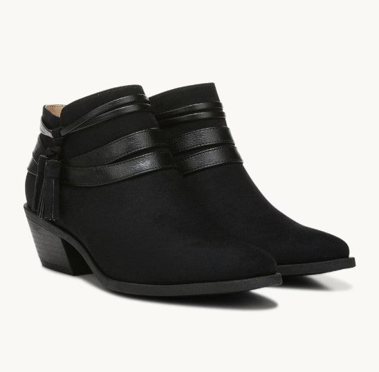 LifeStride Woman's Microsuede Paloma Zipper Ankle Bootie Black Size 8M