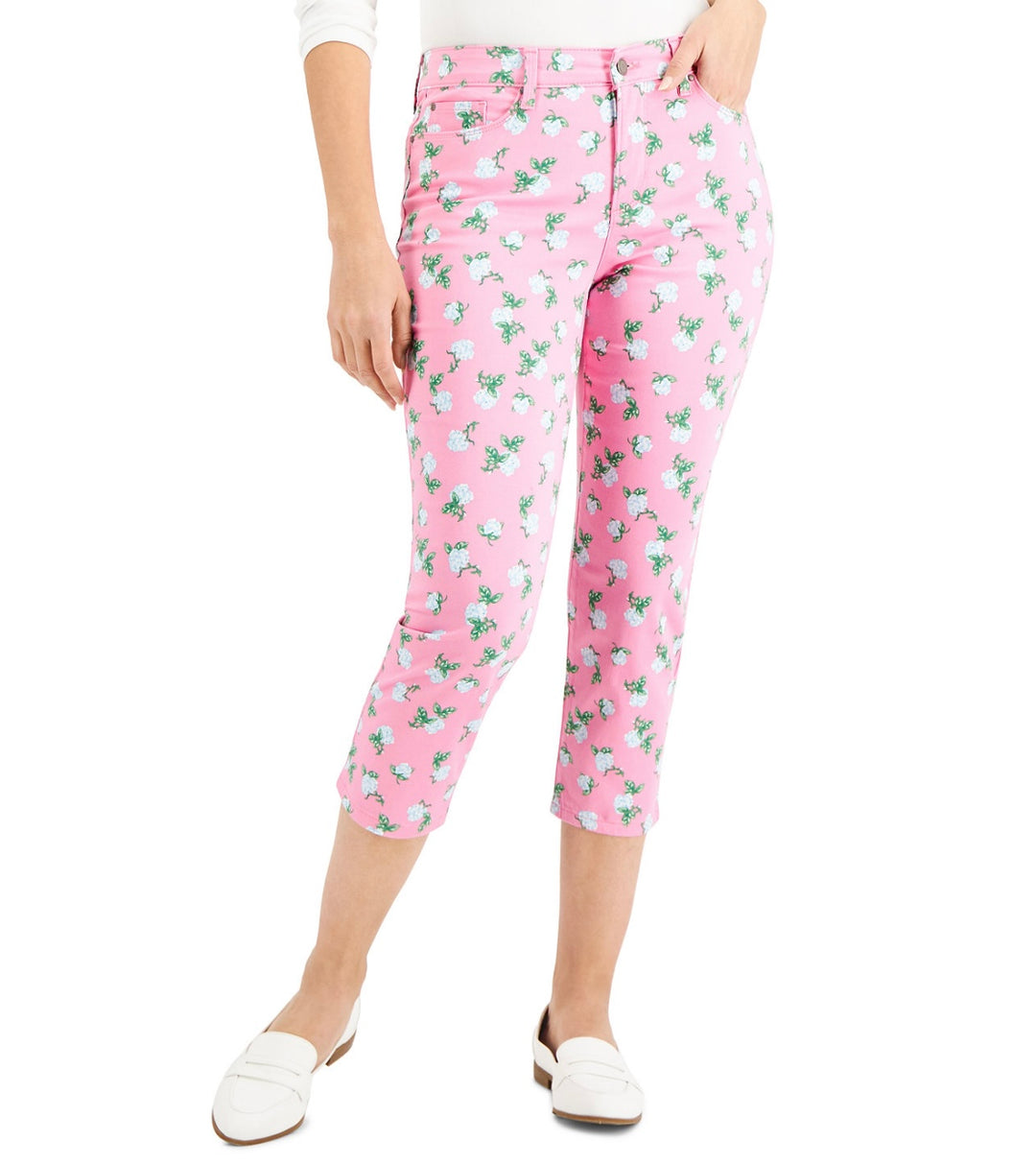 Charter Club Women's Bristol Printed Skinny Capri Jeans Bubble Bath Size 14