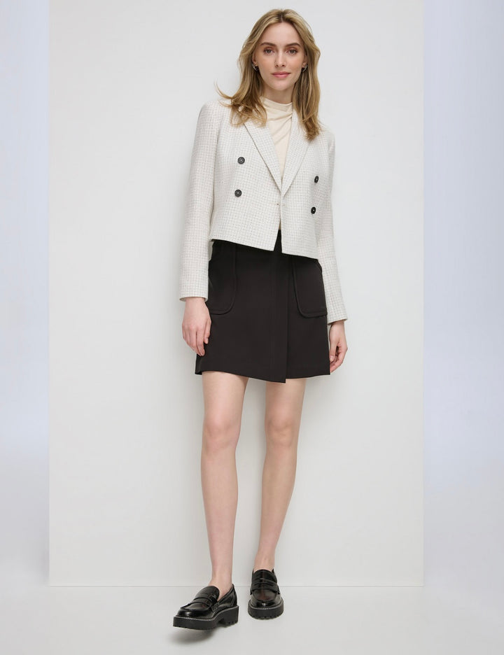 Calvin Klein Women's Double-Breasted Tweed Blazer Cream Multi Size 14