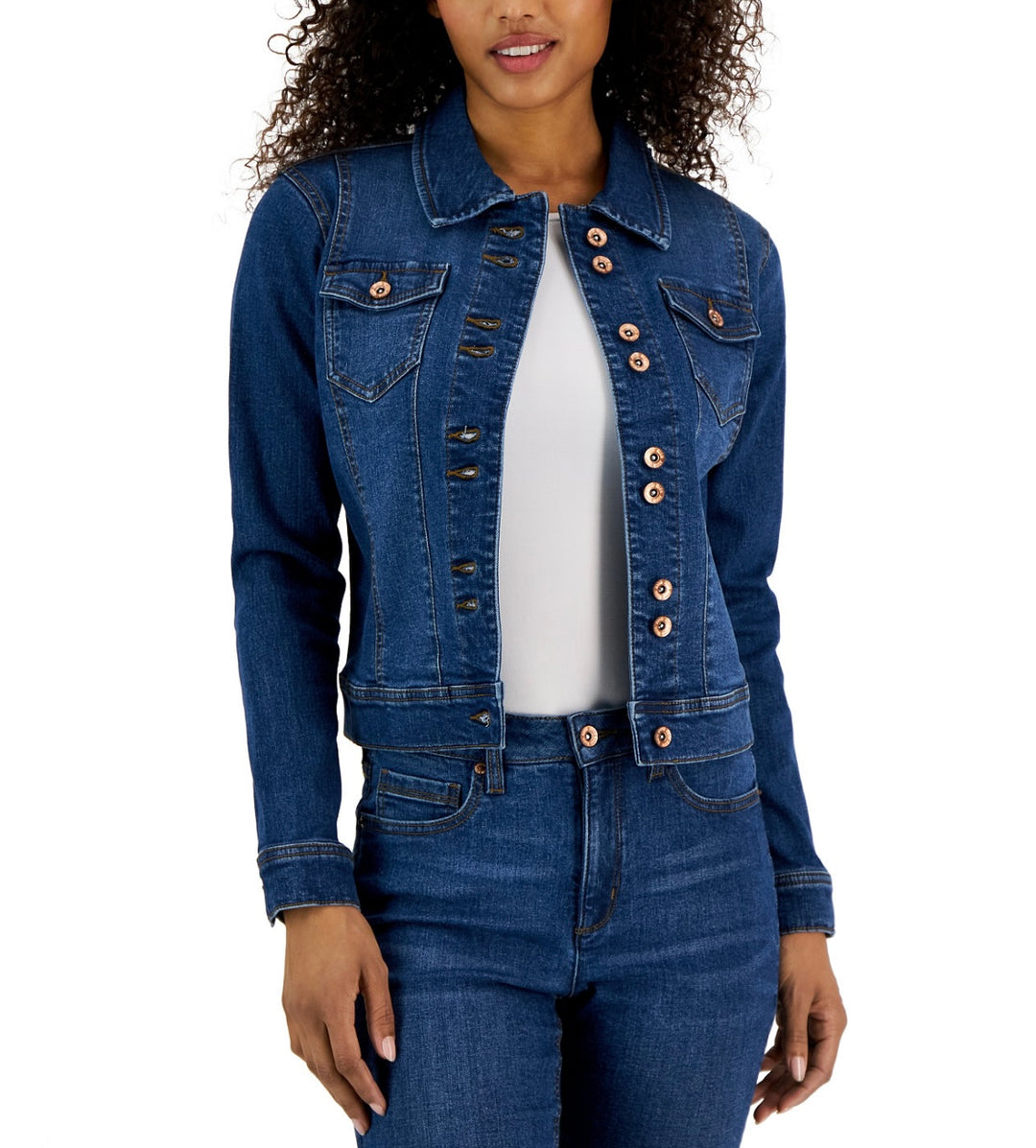 Anne Klein Jeans Women's Button Up Long Sleeve Denim Jacket Blue Wash Size 6