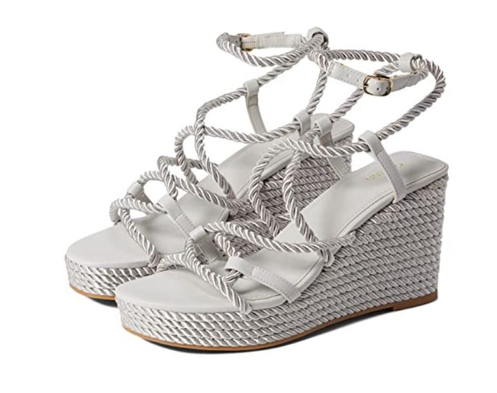 Guess Women's Almond Toe Natesha Rope Espadrille Wedges Sandals Gray Size 6.5M