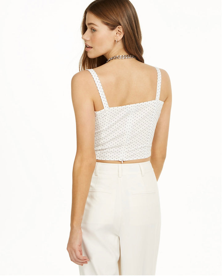 Danielle Bernstein Women's Sleeveless Crop Top White Polka Dot