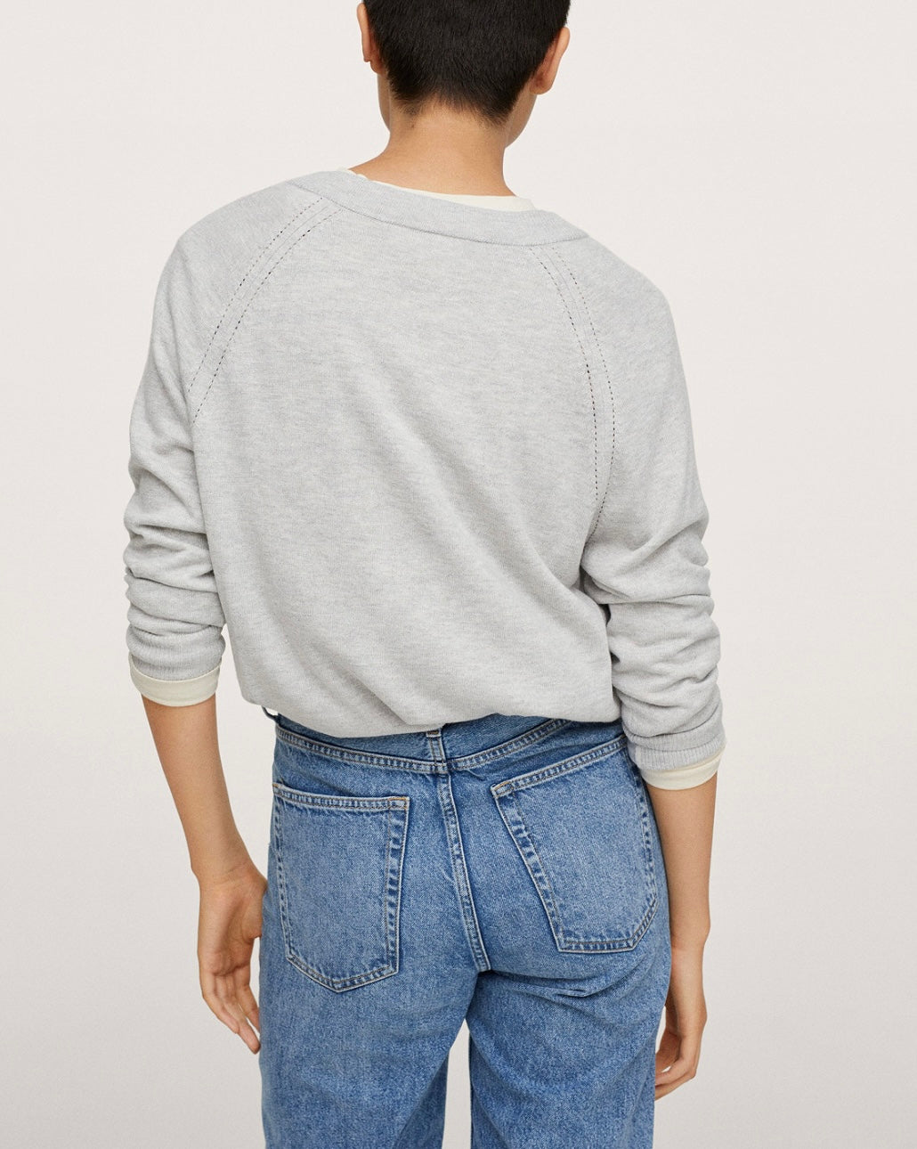 Mango Women's Oversize Knit Sweater Light Heather Gray Size L