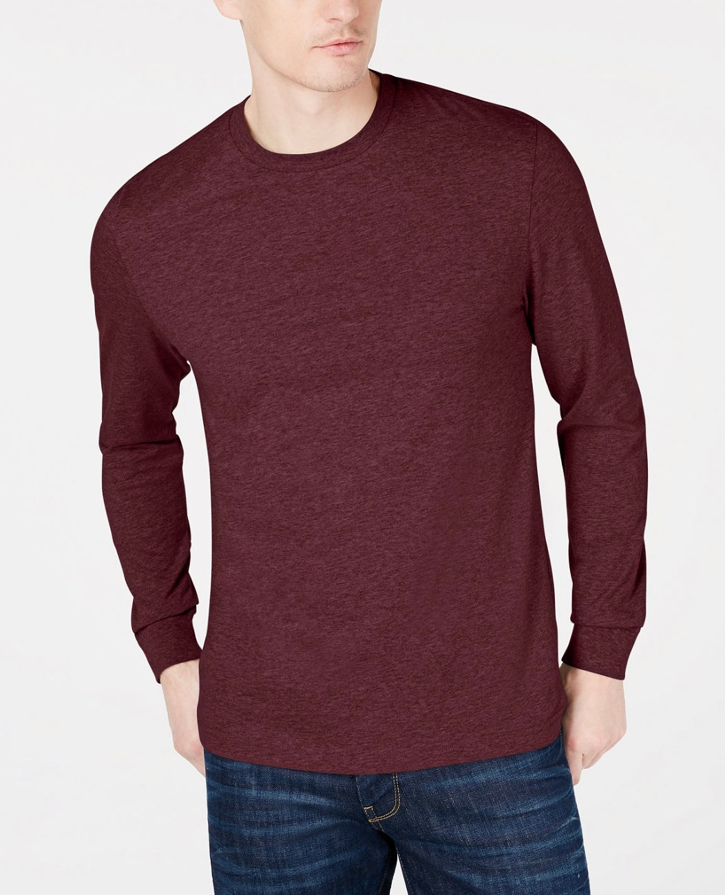 Club Room Men's Crewneck Long Sleeve T-Shirt Boysenberry Size L